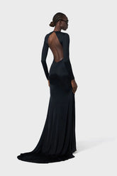2025 New Arrival Women Long Sleeve Sexy Keyholes Bodycon Floor-length Dress Elegant Evening Party Prom Runway Fashion Dress